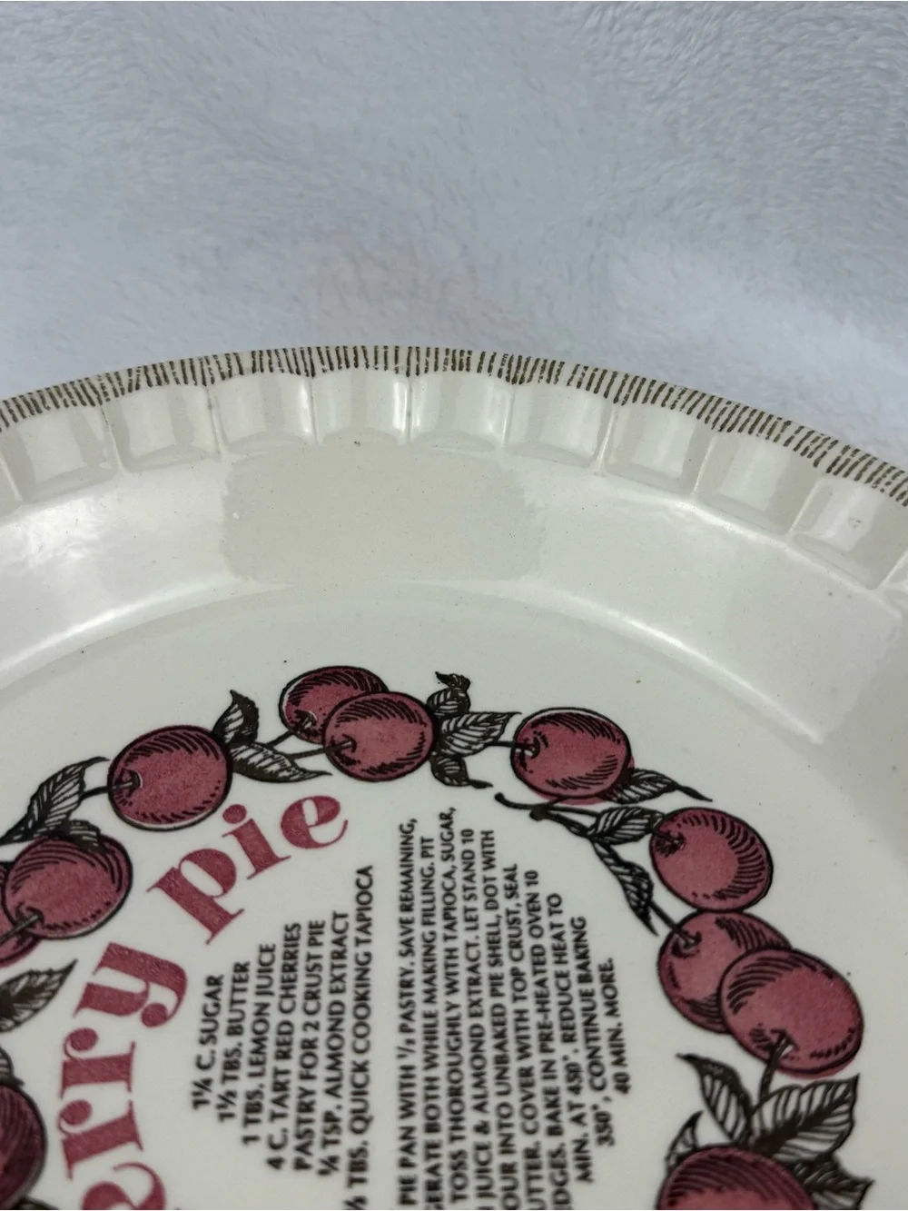 Vintage 1983 Cherry Pie Recipe Plate Royal China Country Harvest Made in USA